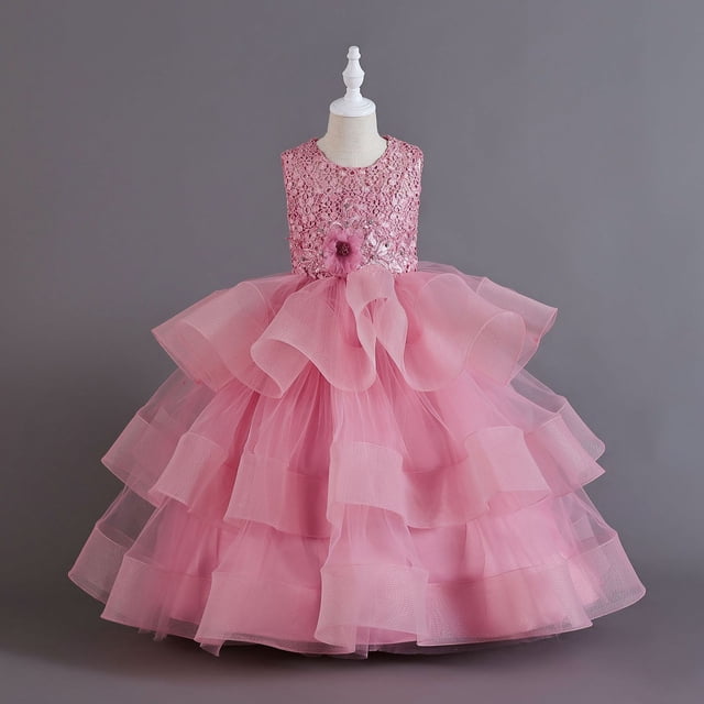 Vestido de malla para niña, vestido de princesa, vestido de noche de alta gama para cumpleaños de niña de flores