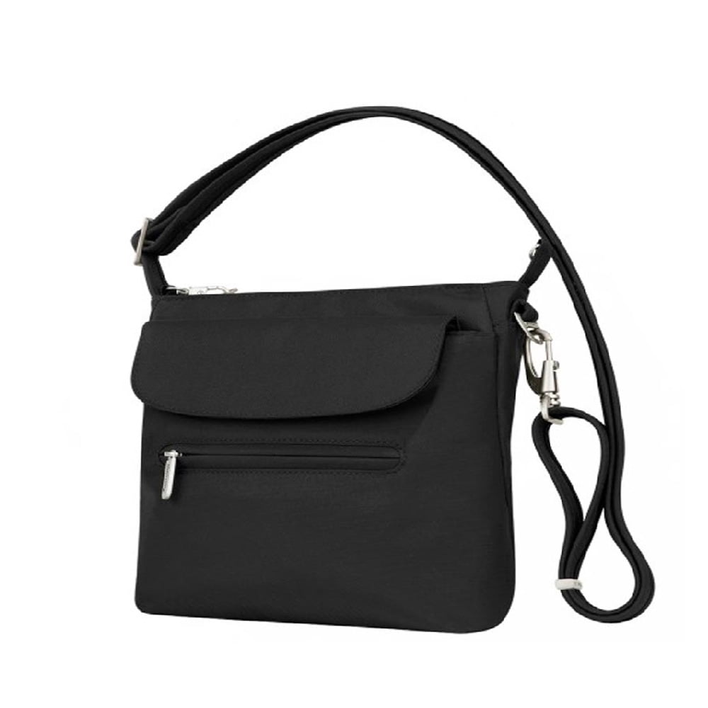 Travelon Travelon black small leather and nylon shoulder travel bag 