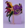 thumbnail image 2 of Forum Novelties Deluxe Purple And Gold Polka Dot Mardi Gras Carnival Mask With Feather Plume, 2 of 2