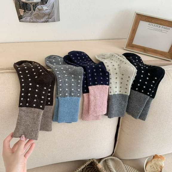 Winter Warm Wool Socks for Women Original Design Trendy Boot Socks Ideal Gift 5Pairs