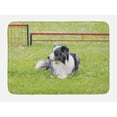 thumbnail image 1 of English Sheepdog Bath Mat, Adult Bobtail Picture Resting on the Green Flowery Grass, Plush Bathroom Decor Mat with Non Slip Backing, 29.5" X 17.5", Apple Green and Multicolor, by Ambesonne, 1 of 2