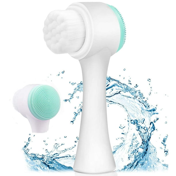 2-in-1 facial cleansing brush, silicone manual cleansing brush, deep