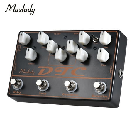 Muslady DTC 4-in-1 Electric Guitar Effects Pedal Distortion + Overdrive + Loop + (Best Delay For Bass)