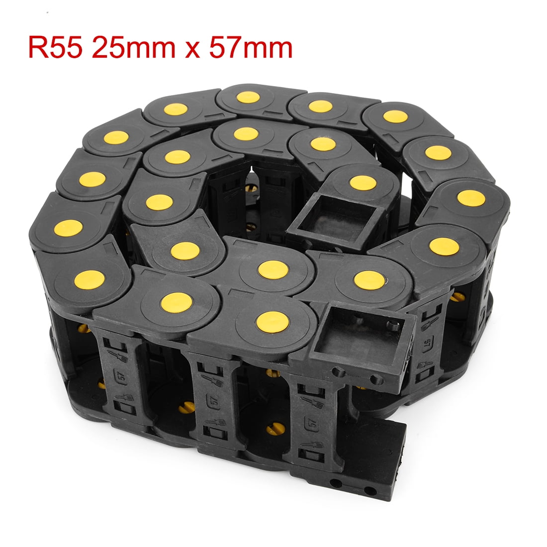 R55 25mm x 57mm Black Plastic Open Type Cable Drag Chain Wire Carrier 1M Length