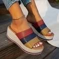 thumbnail image 6 of Summer Sandals For Women 2025 Wedge Flatform Open Toe Slip-on Peep Toe Slides Sandals Slippers Women Dressy Comfortable Summer Casual Sandals Red 42, 6 of 9