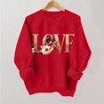 thumbnail image 2 of DondPO Hauts de la Saint-Valentin pour Femmes Couleur Unie Col Rond Manches Longues Imprimé Saint-Valentin Sweat à Capuche Pull-Over pour Femmes Or TG Liquidation!, 2 of 3