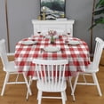 thumbnail image 2 of Red and White Plaid Pattern Round Tablecloth 60"x60",Wrinkle Wipeable Table Cloth for Kitchen Dining Room Picnic Patio Party, 2 of 6