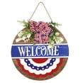 thumbnail image 1 of Letrero para puerta del 4 de julio, corona del Día de la Independencia, letrero patriótico para puerta exterior, porche, corona de madera, decoración para colgar en la pared interior, 1 of 6