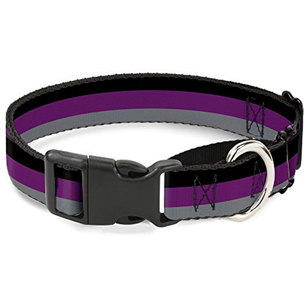 Buckle-Down Stripes Black Purple Gray Martingale Dog Collar