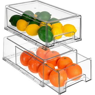 LALASTAR Fridge Drawers, 2-Pack Fridge Organizers and Storage Clear, Mini Refrigerator Organizer Bins with Handle, Fit for Fridge Shelf Under 0.6 (