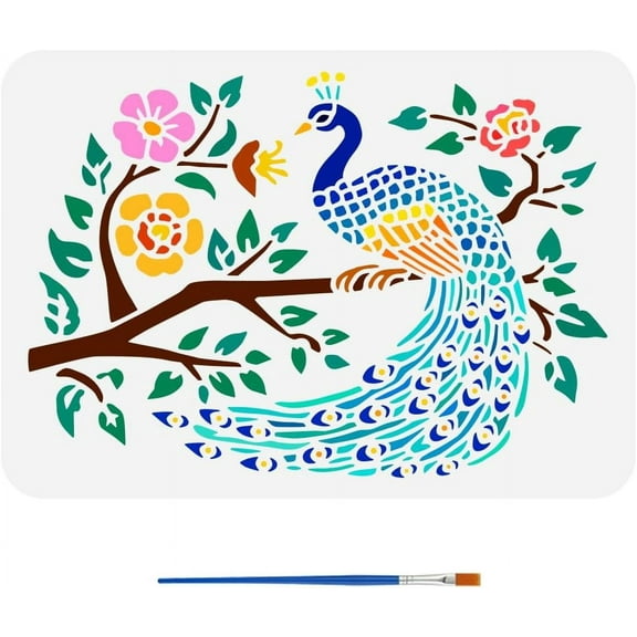 1pc PET Hollow Out Drawing Painting Stencils for DIY Scrapbook Photo Album Peacock 297x210mm