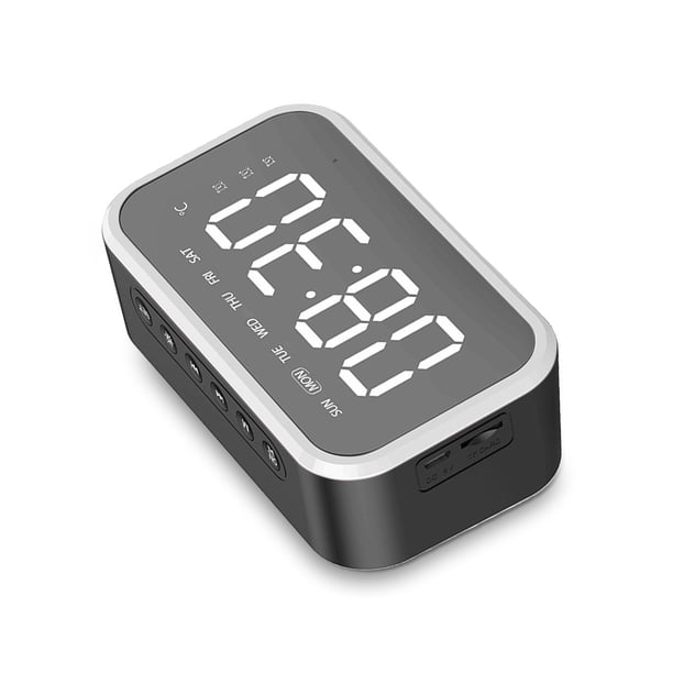 Reloj de alarma digital Bluetooth-Compatible con HD Mirror Pantalla Muestra Multifunción 3 Configuración de alarma Esterafonía para Dormitorios Escritorio Negro Noticed HA028204-01B