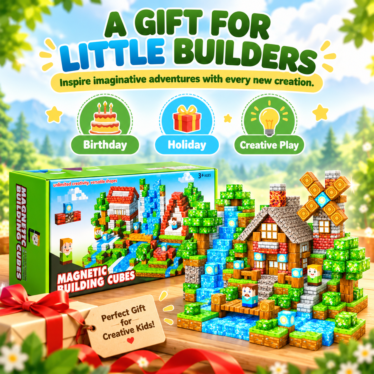 HXFOU 150-Piece Magnetic Blocks Forest Castle Set photo 8