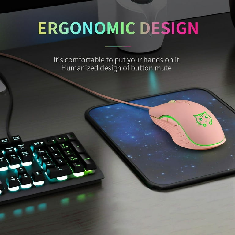 Zxpjkyu Cute K2 Wired Gaming Mouse 7 Backlight Modes Mute LED