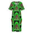 thumbnail image 4 of Vestido playero holgado con bolsillos y subtítulos en japonés de chica anime con cabello color lima, ropa de verano para mujer., 4 of 7