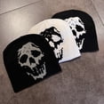 thumbnail image 4 of Skull Jacquard Pullover Knitted Hat Autumn Winter Unisex Outdoor Warm Wool Hat Beanie, 4 of 9