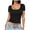 Black, variant on Women's Square Neck Short Sleeve Double Layer Tops Basic Slim Fit Going Out T Shirt Tops
