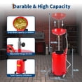 thumbnail image 2 of GARVEE Waste Oil Drain Tank,20 Gallon Air-Operated Waste Oil Drain Change Tank,Portable with 15" Funnel & Wheels,Adjustable Height 38-65",Red, 2 of 7