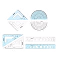 thumbnail image 1 of 8uds Regla Juego 20cm Suave Recta Regla Transportador Triángulo Medición Herramienta con Ondulado Línea para Aulas Oficina, Azul Transparente, 1 of 6