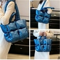 thumbnail image 2 of Kukuzhu Puffer Tote Bag for Women, Soft Fluffy Handbags Purse Light Down Cotton Padded Quilted Tote Bag, 2 of 7