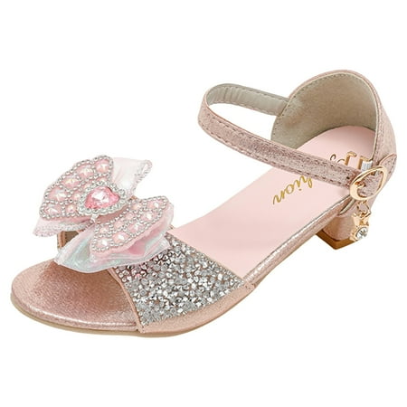 Girls Sandals Little Girls Princess Wedding Sandals Children s High Heels Dress Shoes Performance Evening Party Flower Girl Formal Dress Shoes Toddler Big Kid Toddler