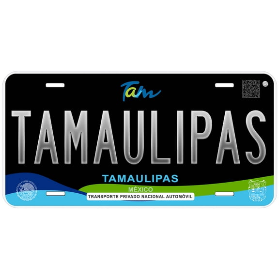Black Tamaulipas Mexico Novelty Car License Plate