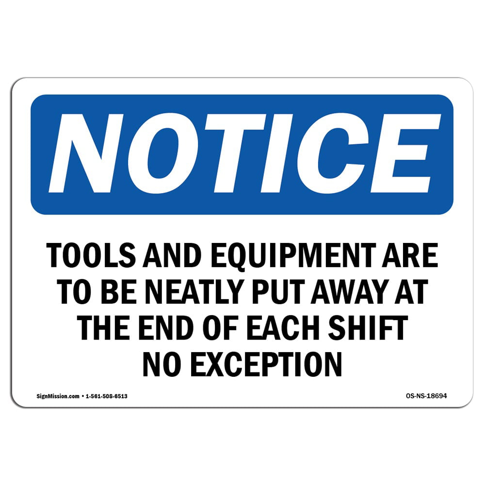 Warning Sign Notice Put Tools Back in their Proper Place 20x30cm Metal Workshop 