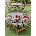 thumbnail image 3 of Outdoor Tablecloth with Umbrella Hole and Zipper, Grey Red Christmas Round Table Cloth 60 Inch Waterproof Tablecloth, Gnomes Xmas Tree Snowflake Gifts Birds Picnic Table Cover for Patio Camping, 3 of 7