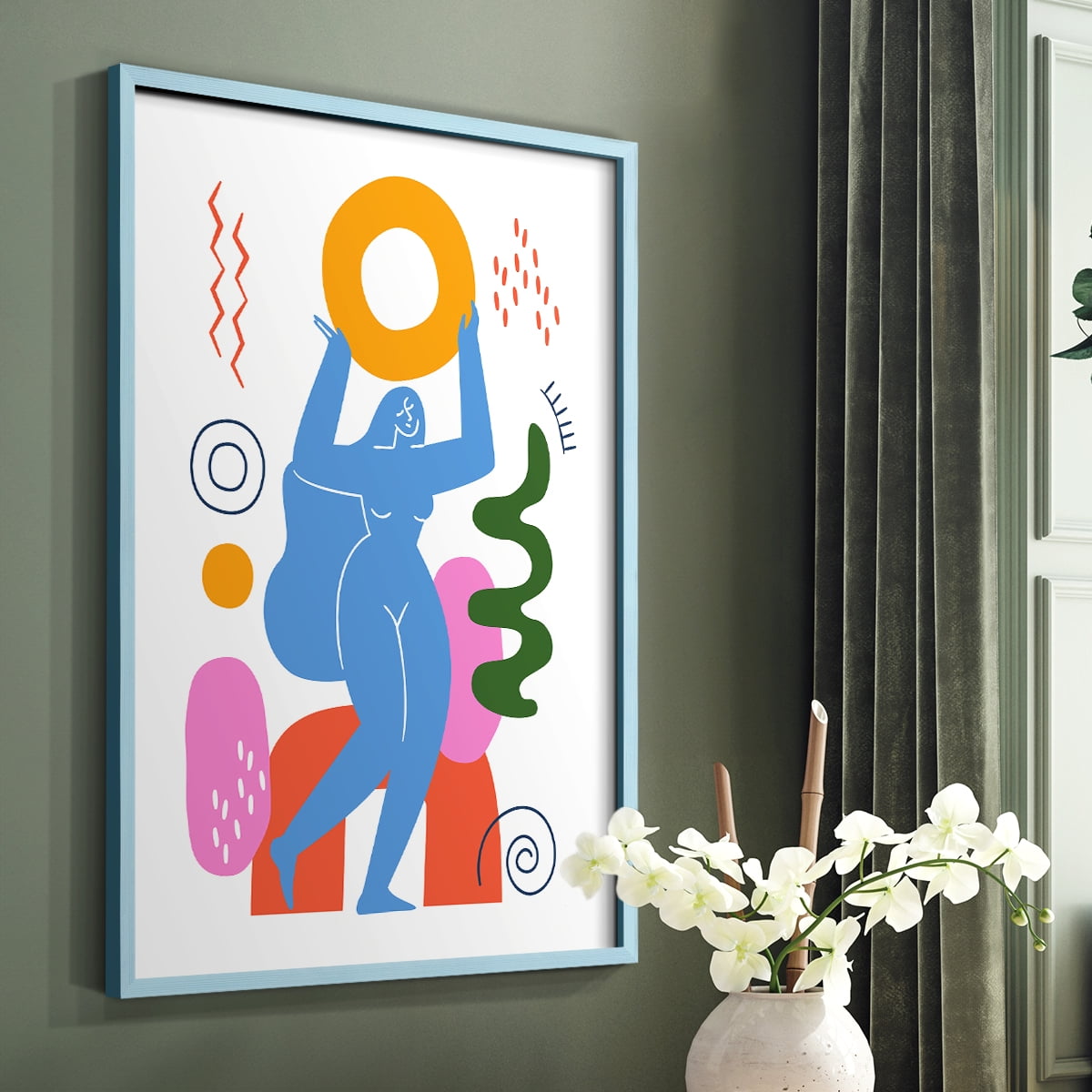 Matisse CDLVII in Blue Solid Wood Framed Print No Nail Hanging