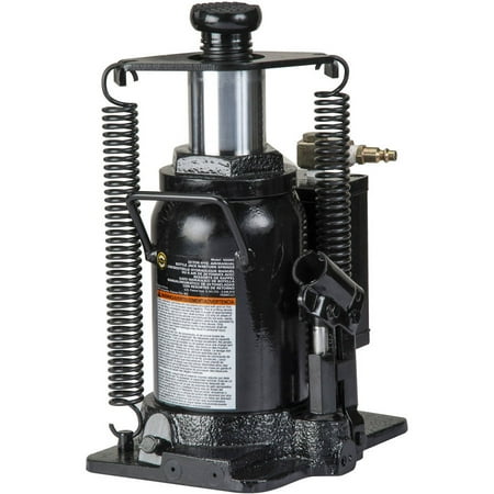 Omega 18206C Black Hydraulic Bottle Jack with Return Springs, 20 Ton Capacity