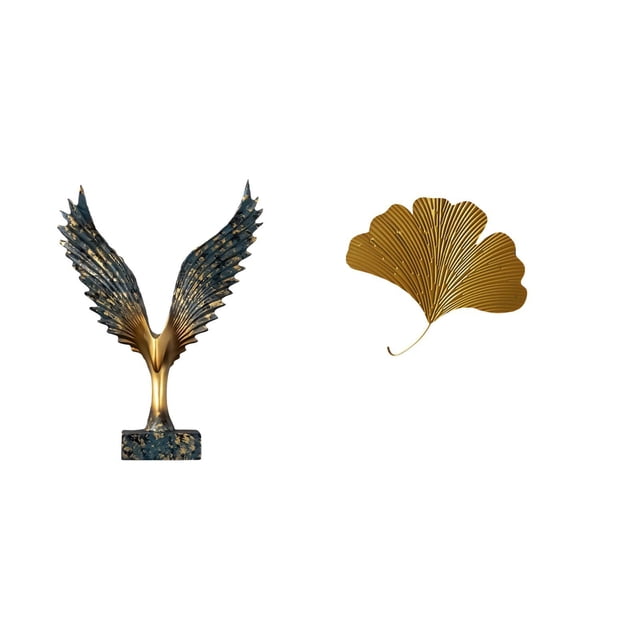 Estatua de para el hogar, escultura de resina, arte de pared de hierro forjado, adorno de hoja de ginkgo, decoración abstracta hecha a mano, adecu