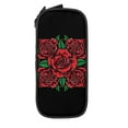 thumbnail image 2 of Large Storage Pencil Case, Square Red Roses illustration Pattern with Zipper Large Capacity Pen Bag, 2 of 8