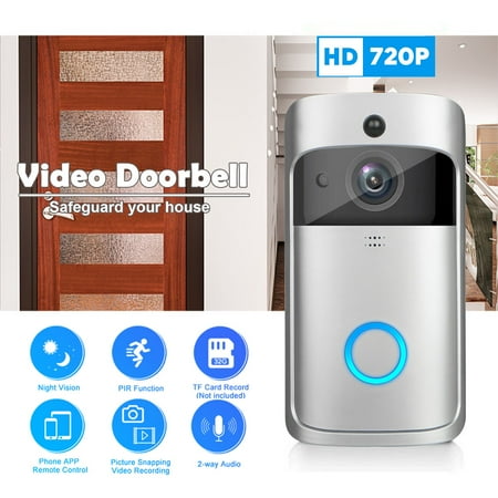 Secure Wireless Communication EEEKit WiFi Video DoorBell, Wireless Smart HD Security Camera Two-Way Talk Video Doorbell, Video Phone Door Visual Ring Home Secure Cam Record, App Control for iOS Android ()