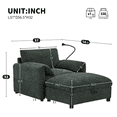 thumbnail image 2 of Lovableguy Chaise Lounge Chair Indoor,Comfy Chenille Sofa Chair with Ottoman,Adjustable Phone Holder, Dual-Port Charger,Storage Pockets,Cloud Couch Bed for Living Room,Bedroom,Apartment,Green, 2 of 8