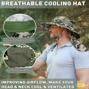 Mens Sun Protection Hat with Neck Flap Cover,Wide Brim Outdoor Fishing Hiking Camping Hunting Boating Safari Gardening