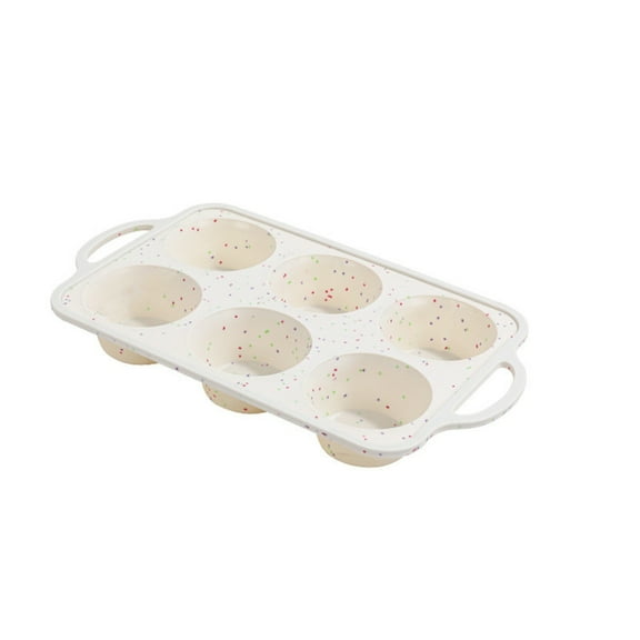 6 Cups Silicones Muffin Pan French Pastries Nonstick Baking Mold Tray For Cupcakes Brownies Ice Creams Speckled Design