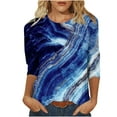 thumbnail image 1 of Blouses pour Femmes T-Shirt Imprimé Manches 3/4 Blouse Col Rond Décontracté, Blouses pour Femmes T-Shirts pour Femmes, Blouses pour Femmes Décontractées, 1 of 5