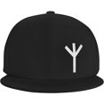 thumbnail image 2 of Algiz Rune Baseball Hat Classic Fashion Trucker Adjustable Brim Baseball Cap for Men Women Black, 2 of 8