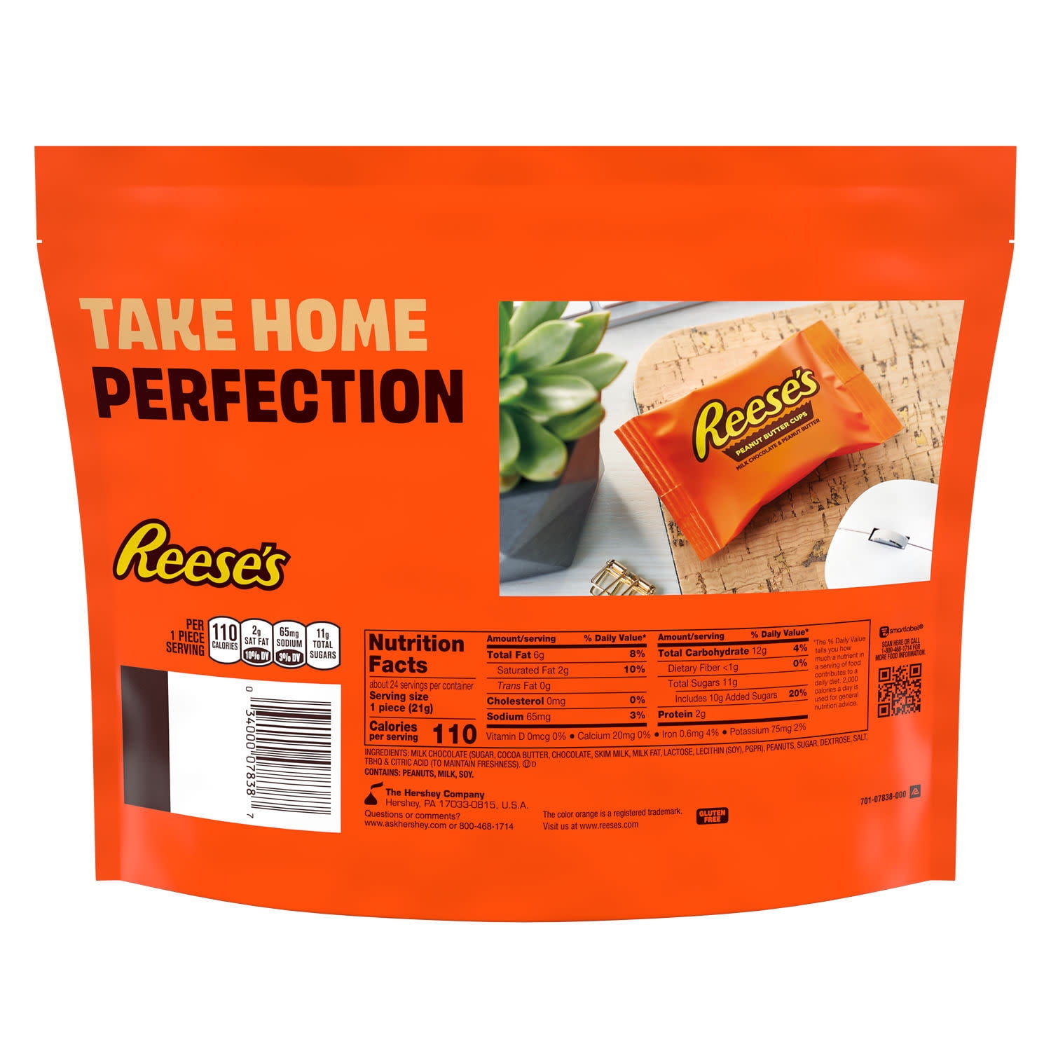 Reese's Milk Chocolate Snack Size Peanut Butter Cups Candy, Jumbo Pack 18 oz