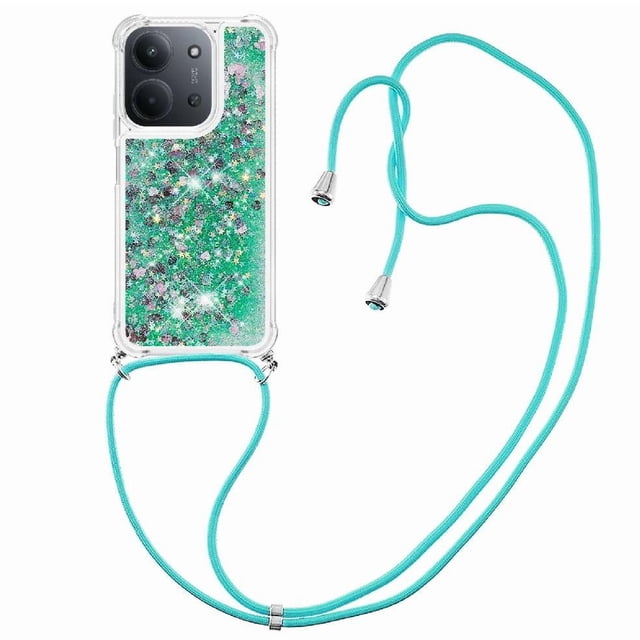 Funda FOXDOCK para Xiaomi Redmi 15C con Cuerda Ajustable, Brillo Líquido, Protección Antigolpes y Lente – Ideal para Regalo