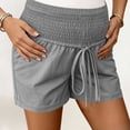 thumbnail image 3 of qolati Maternity Shorts for Women Casual Smocked Drawstring High Waist Lounge Shorts Summer Maternity Clothes Outfits Pregnancy Pajamas Shorts Gray L, 3 of 9