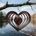 thumbnail image 6 of Heart-Shaped Wind Spinner Outdoor Decor - Durable Metal Garden Art with Spinning Design, Romantic Yard Ornament for Mom, Aunt - Ideal Mother's Day & Birthday Gift (Brown), 6 of 6