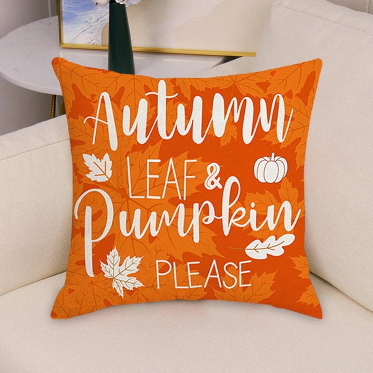 NiidodKatzi Fall Pillow Covers Set Of 4, 18x18 Inch, Pumpkin Linen Style For Couch - Thanksgiving & Autumn Home Decor