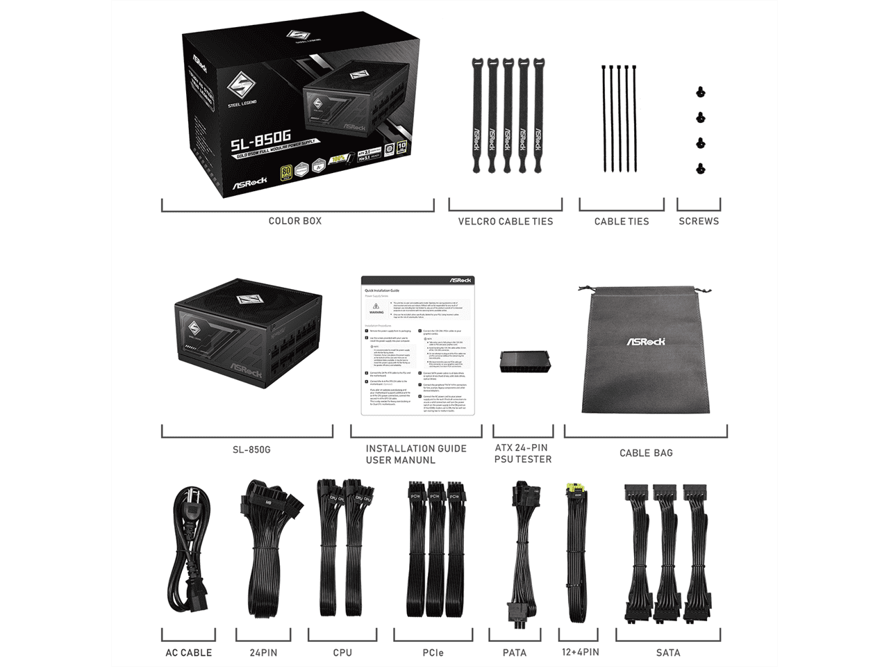 ASRock SL-850G 850W ATX3.1 & PCIe5.1 80 PLUS GOLD Certified Full Modular Power Supply