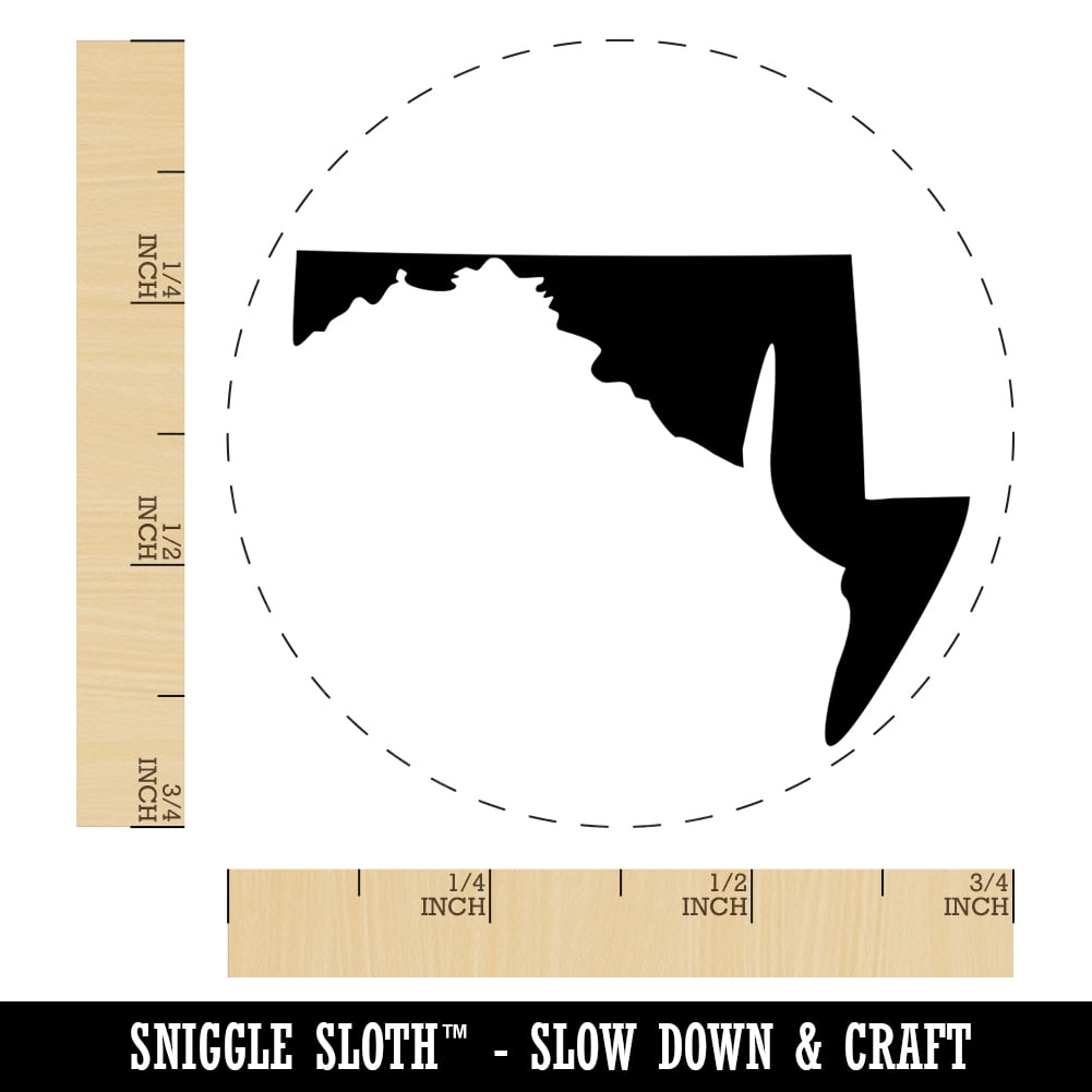 Maryland State Silhouette Self-Inking Rubber Stamp Ink Stamper - Fuchsia Ink - Small 3/4 Inch