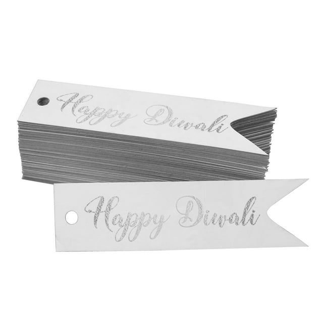 Inkdotpot Pack Of 100 Happy Diwali Favor Paper Tags Craft Real Silver Foil Hang Tags