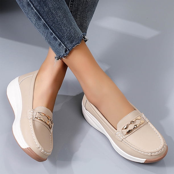 Loafers Femme Mocassins Cuir Souples Respirantes - Chaussures Marche Confort Orthopédiques