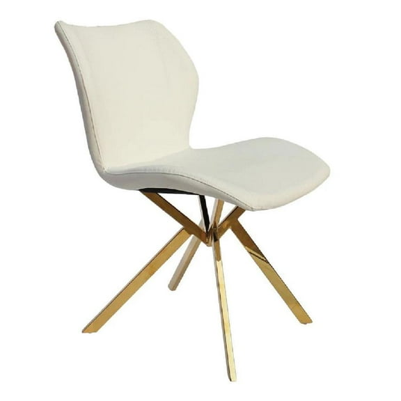 Dining Chair with White Seat and Gold Legs Set of 4