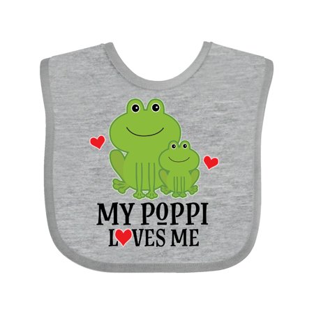 

Inktastic My Poppi Loves Me Grandson Frog Gift Baby Boy Bib