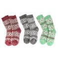 thumbnail image 2 of Women's Thick Comfy Vintage Knitted Colorful Fur Patterned Cabin Crew Casual Insulated Furry Winter Slipper Sweater Socks - Assortment D - 3prs, Size 4-10, 2 of 3